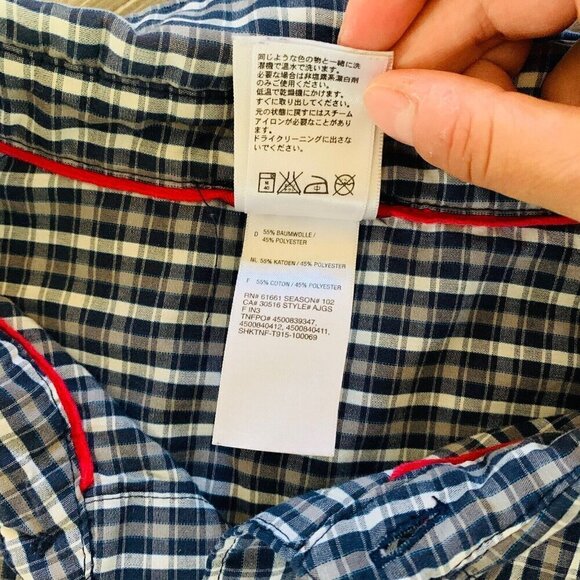 The North Face Mens Shirt Short Sleeve Plaid Blue Cotton Blend Size Large - Picture 10 of 12